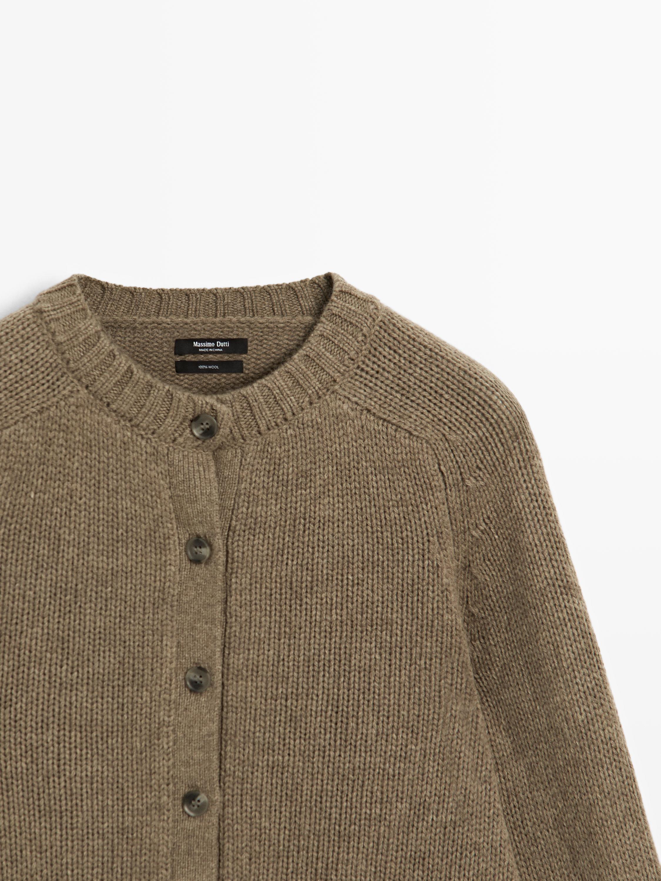 Cardigan à manches raglan 100 % laine